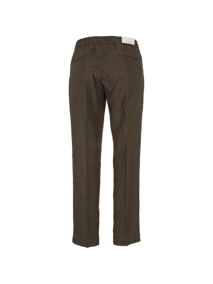 Pantaloni con coulisse in lino visone 