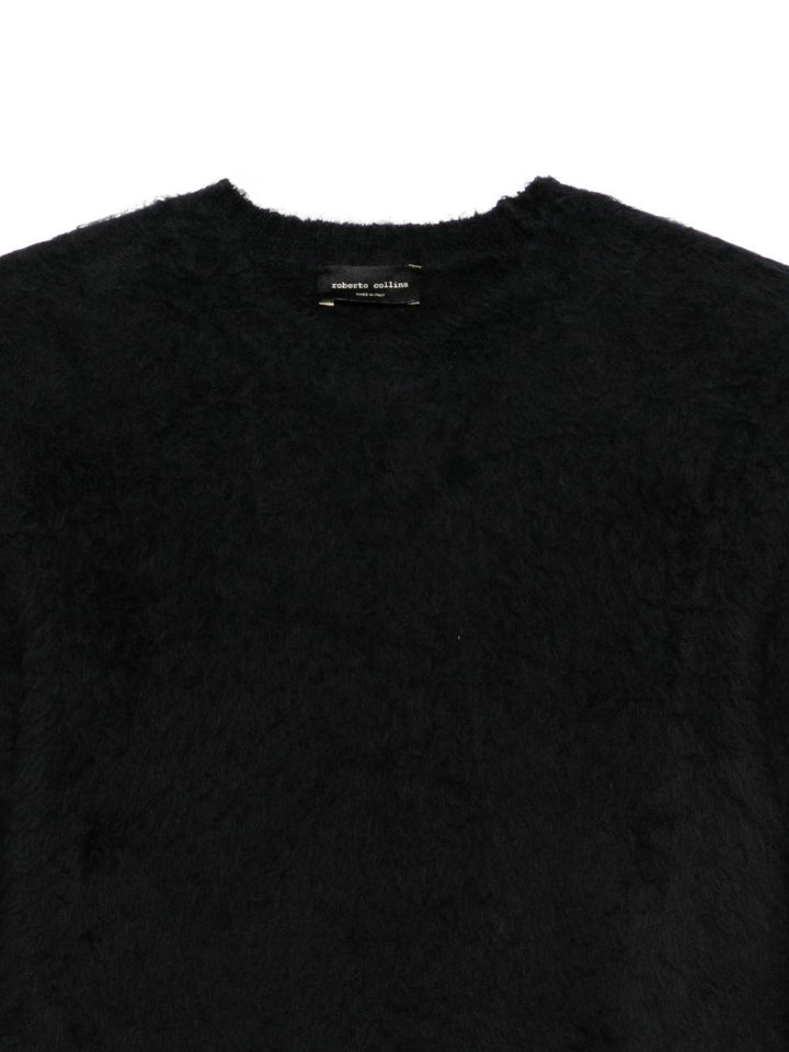 Maglione nero effetto plush con girocollo 