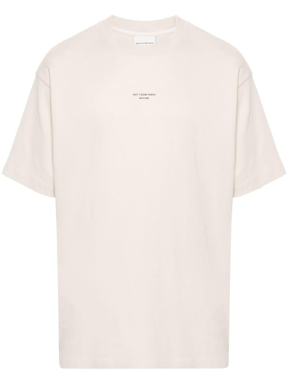 T-shirt panna con stampa 