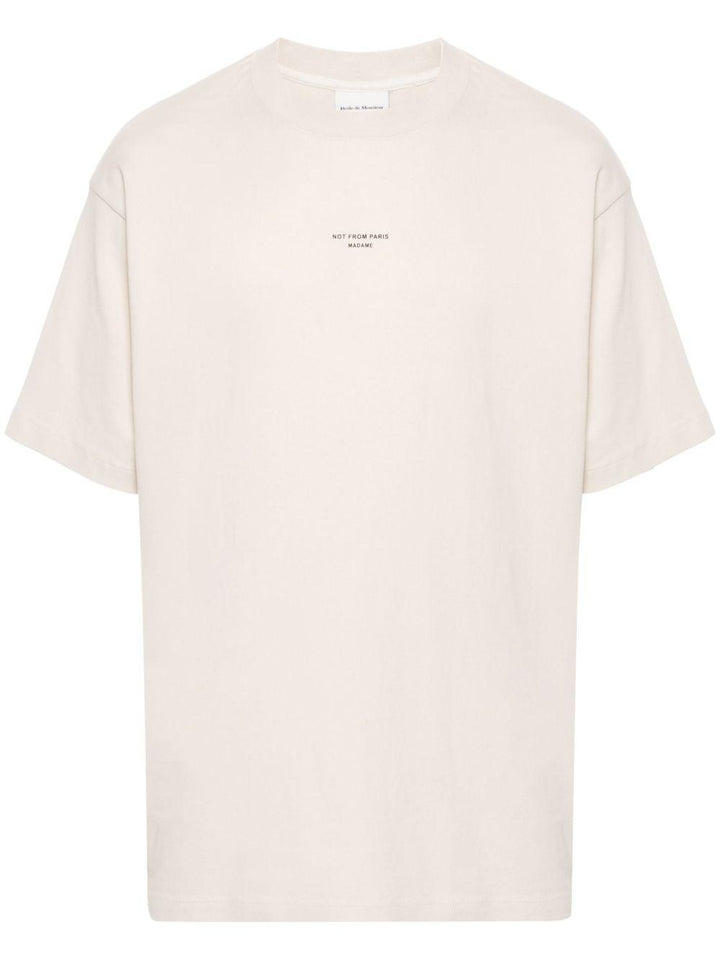 T-shirt panna con stampa 