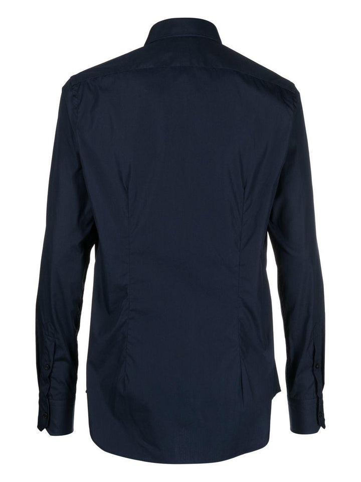 Camicia sartoriale blu navy no stiro in cotone 