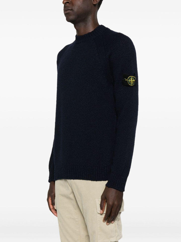 Maglione blu navy girocollo in lana 