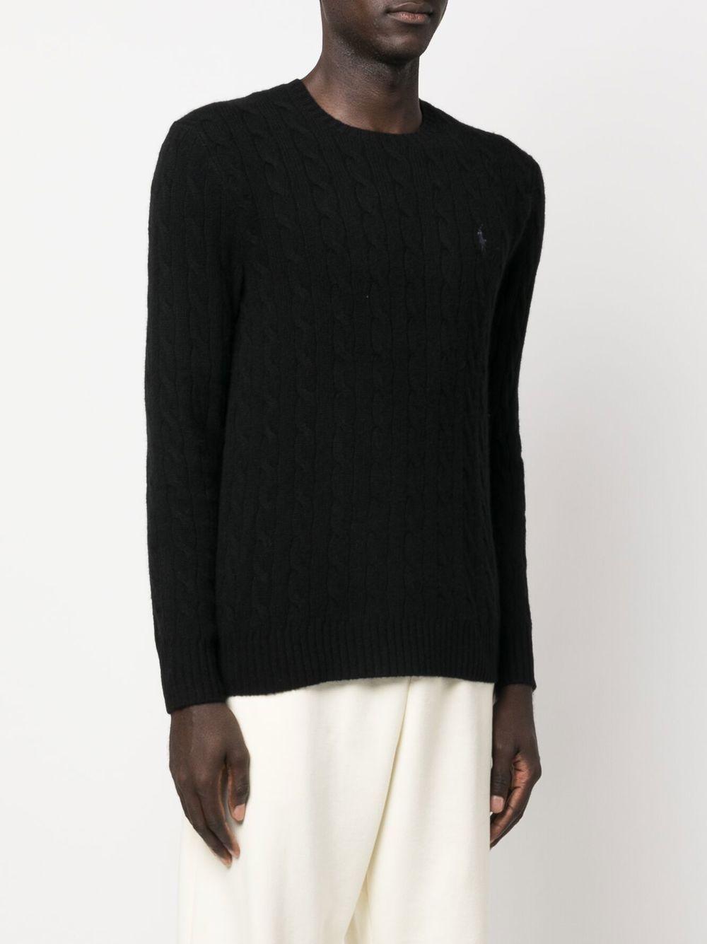 Maglione nero con ricamo Polo Pony 