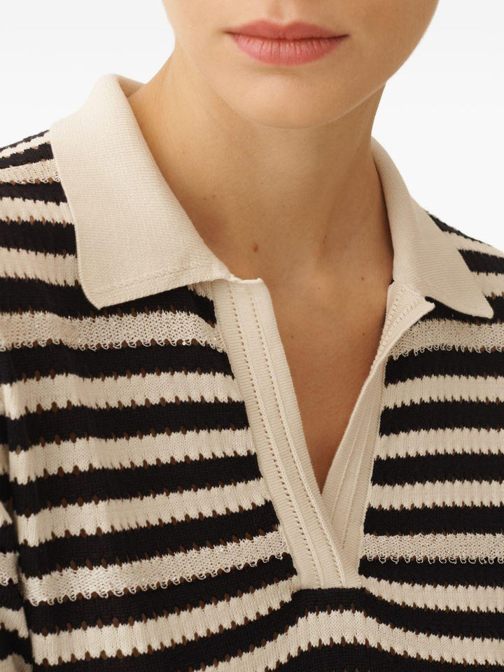 Top a righe con scollo a V 