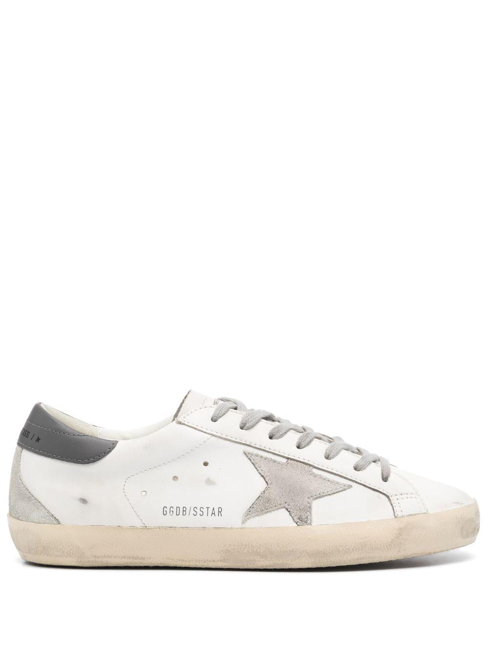 Sneakers Super-Star bianche, grigio e grigio antracite con effetto vissuto 