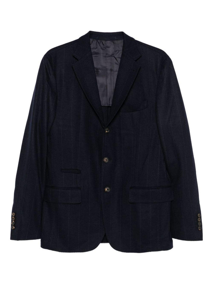 Completo gessato blu scuro in lana 