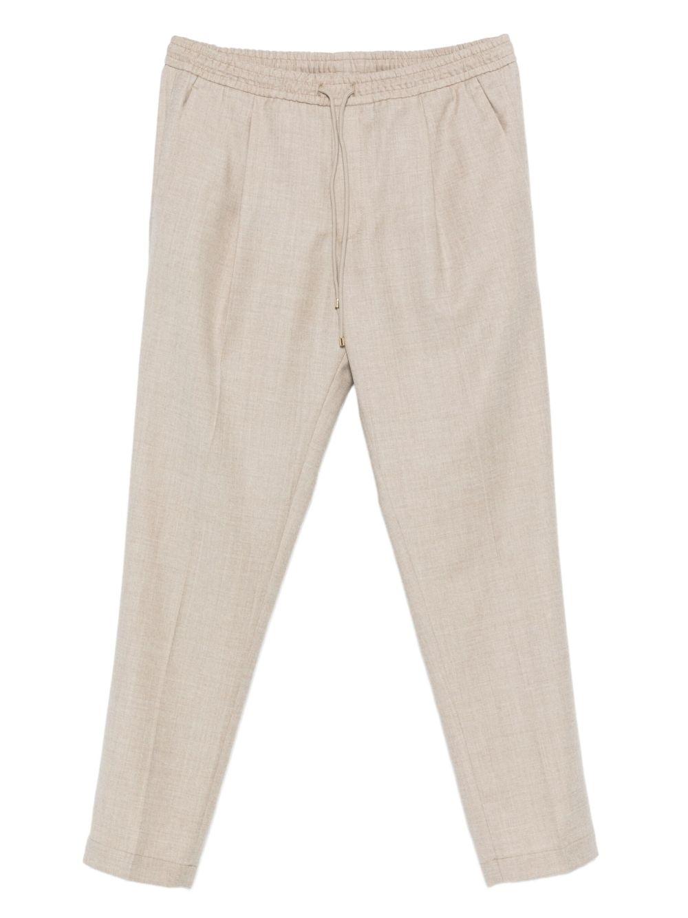 Pantaloni beige Wimbledon in lana con coulisse 