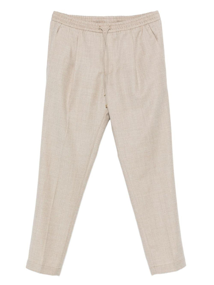 Pantaloni beige Wimbledon in lana con coulisse 