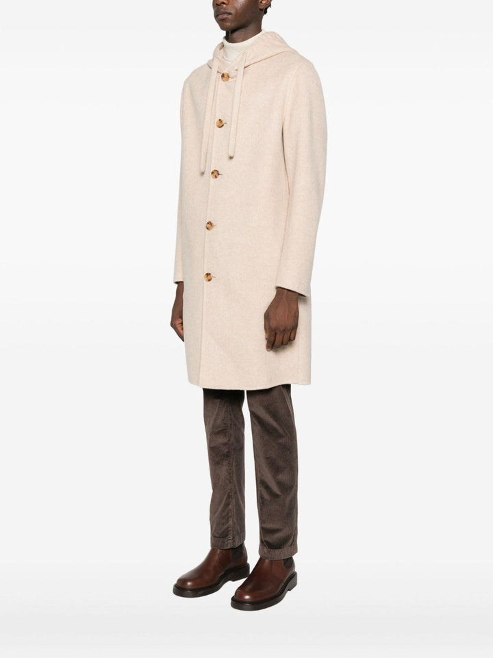Cappotto beige chiaro con cappuccio 