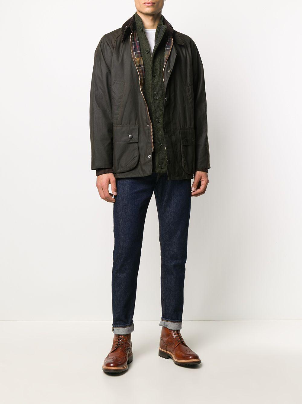 Cardigan verde a collo alto con zip e bottoni 