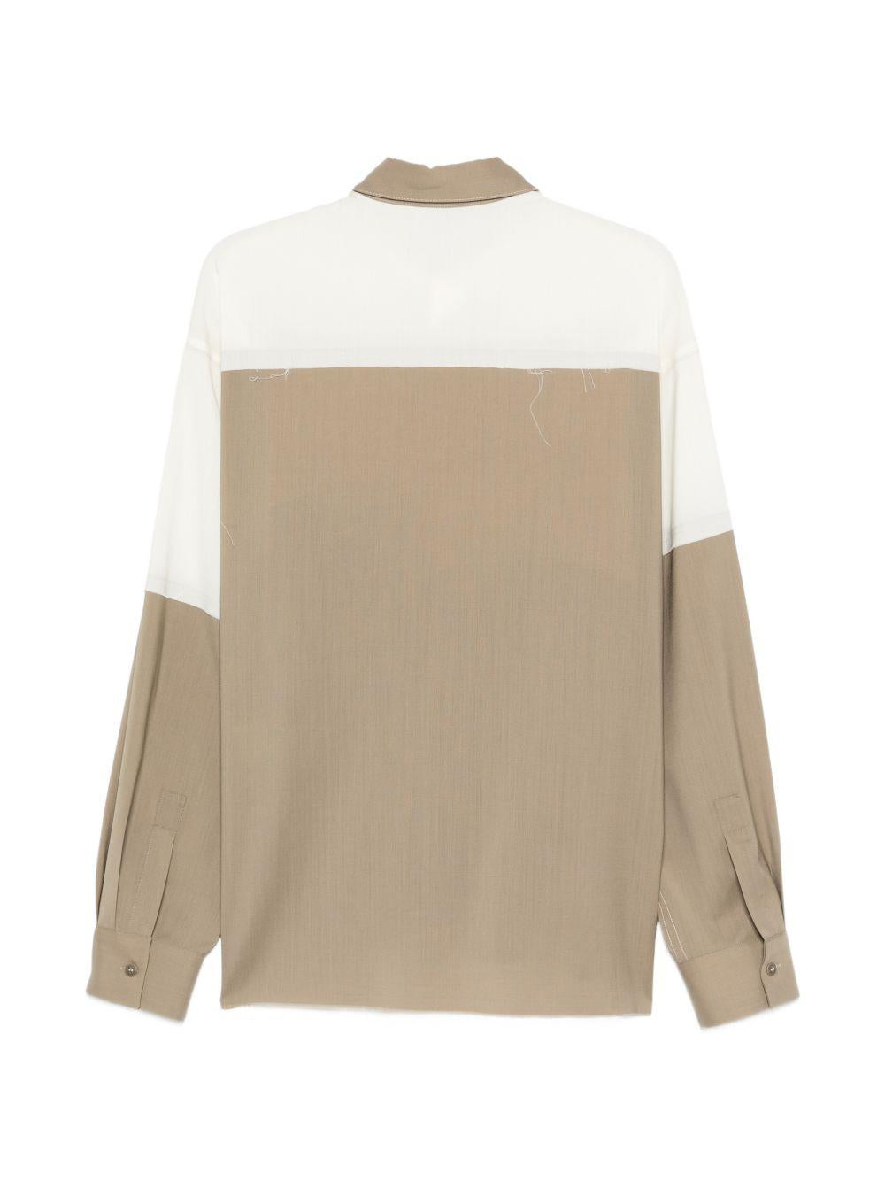 Camicia Richard bianco/beige color-block 