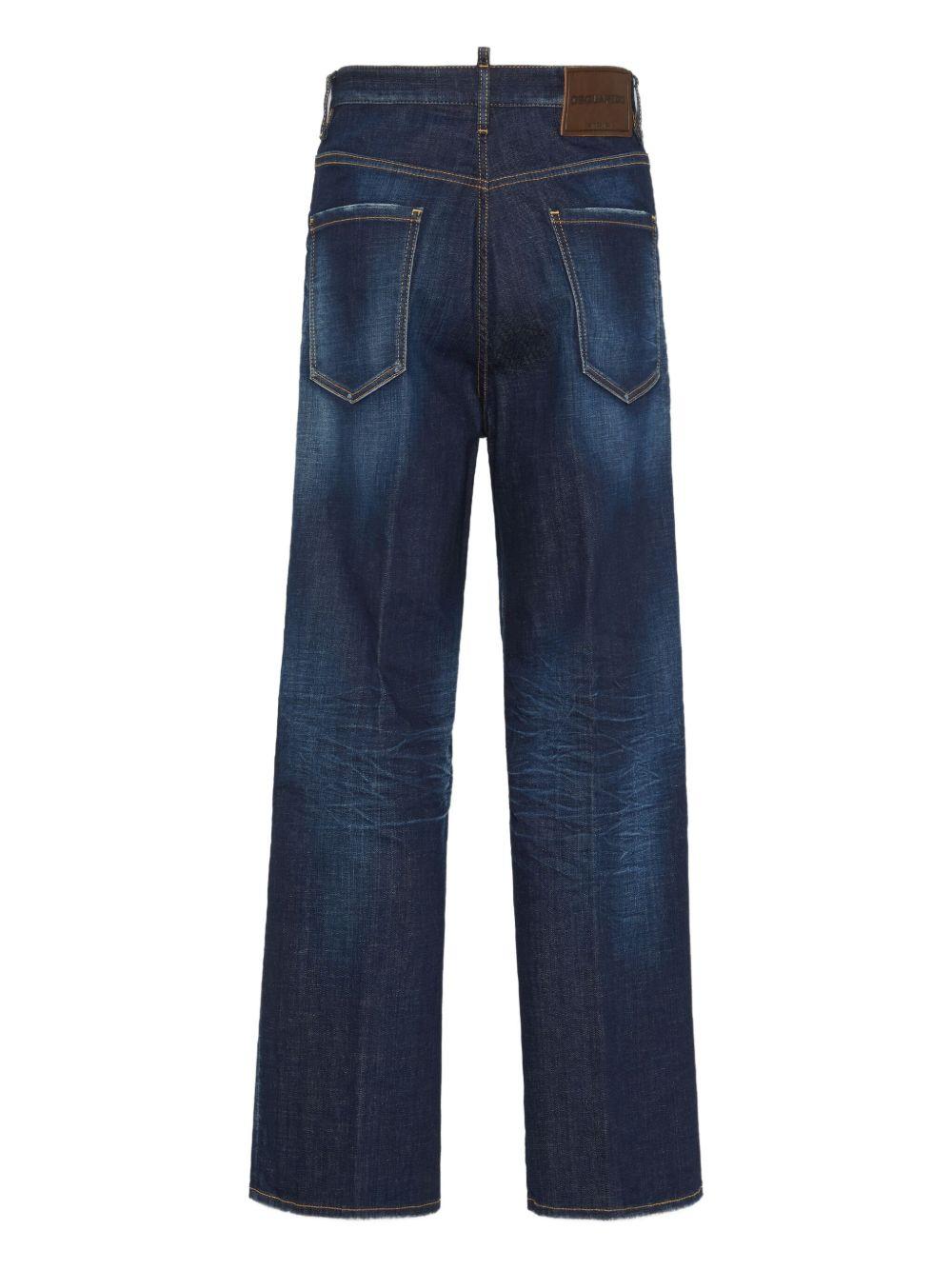 Jeans blu navy a gamba ampia con zip nascosta 