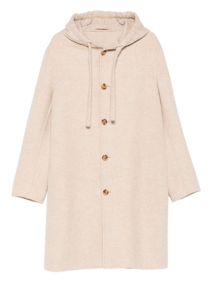 Cappotto beige chiaro con cappuccio 