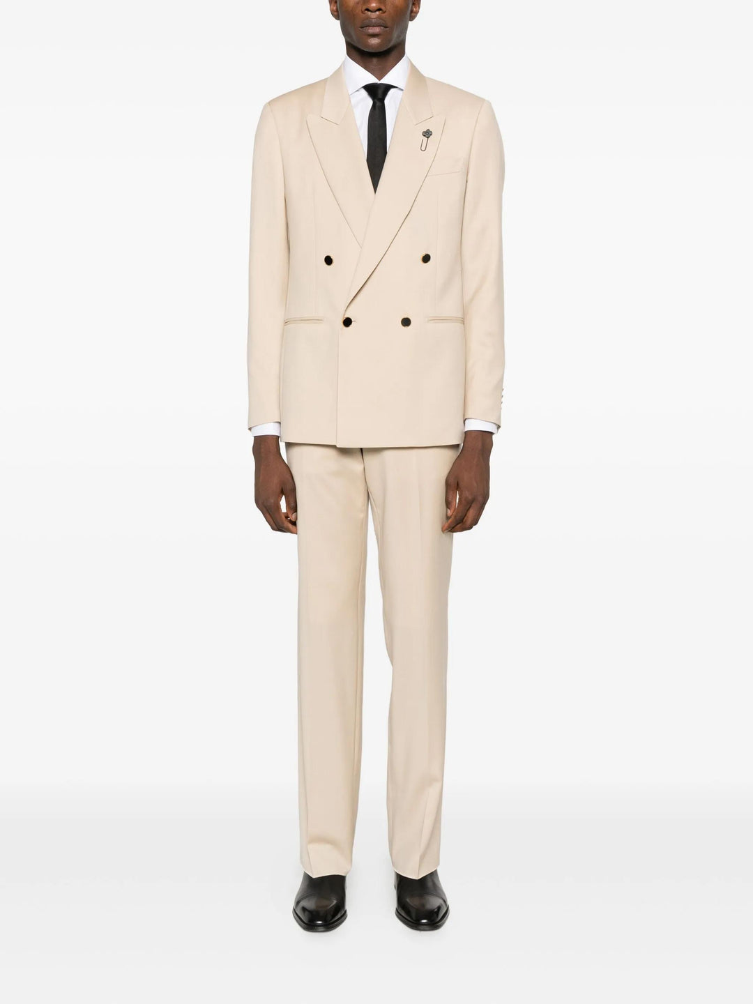 Blazer Beige Doppiopetto con rever a lancia 