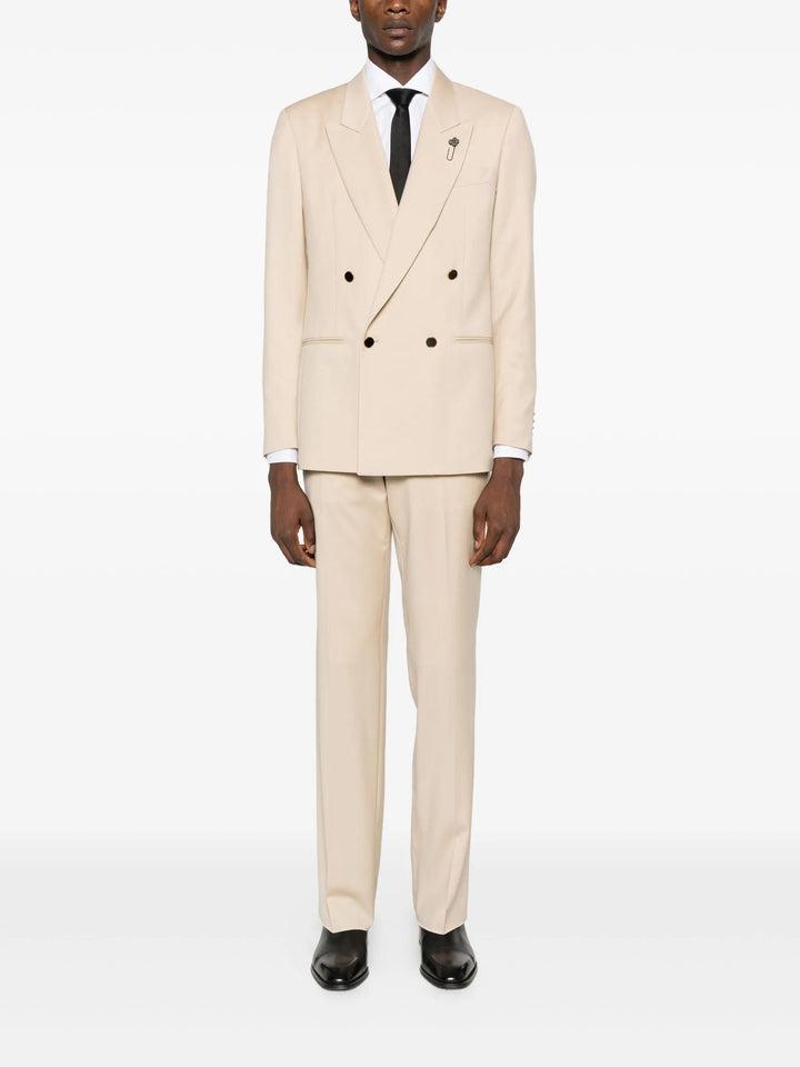 Blazer Beige Doppiopetto con rever a lancia 