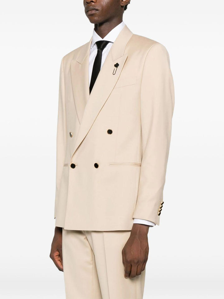 Blazer Beige Doppiopetto con rever a lancia 