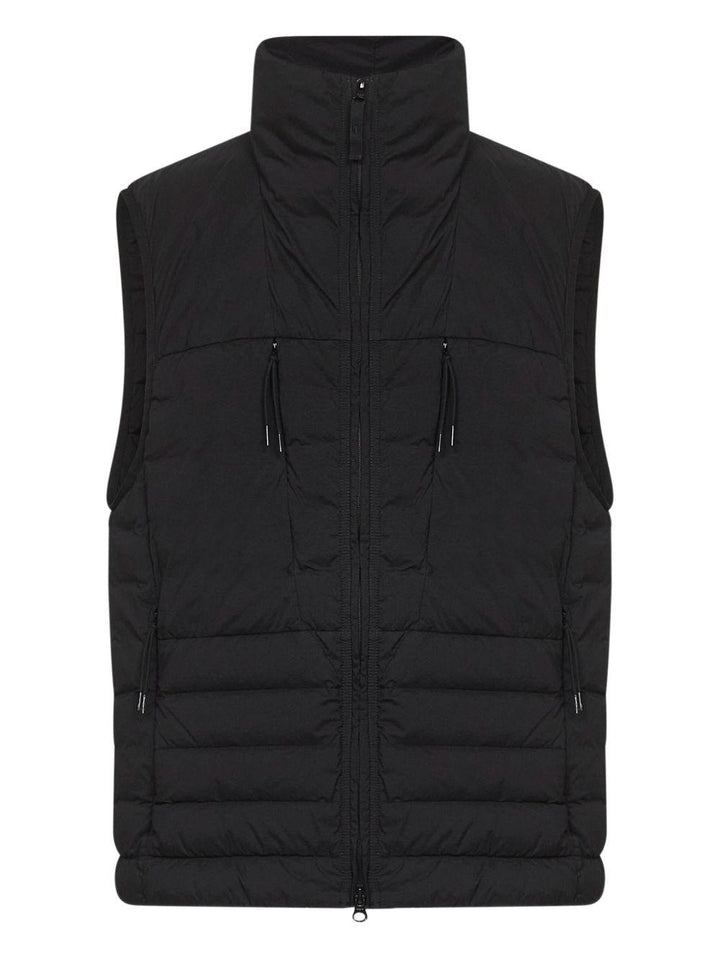 Gilet trapuntato a collo alto nero 