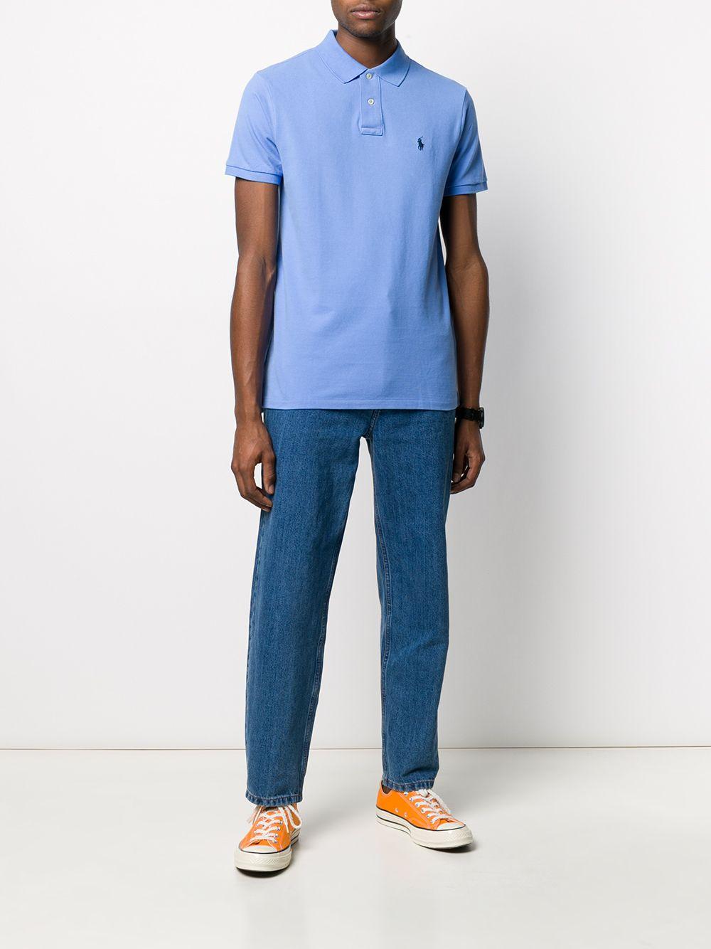 Polo blu con ricamo 