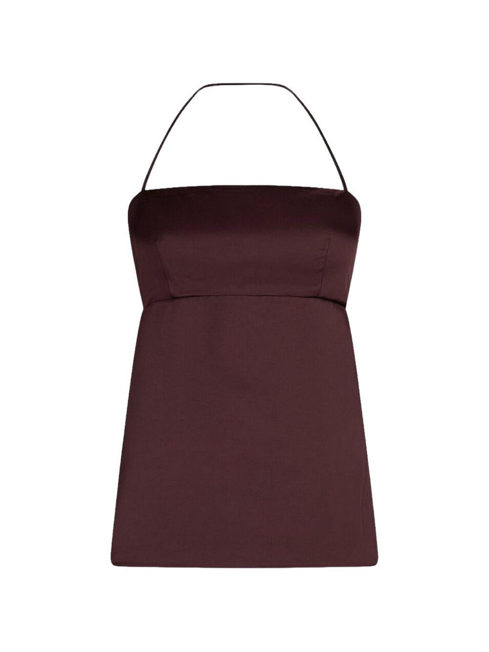 Top smanicato con scollo all'americana 