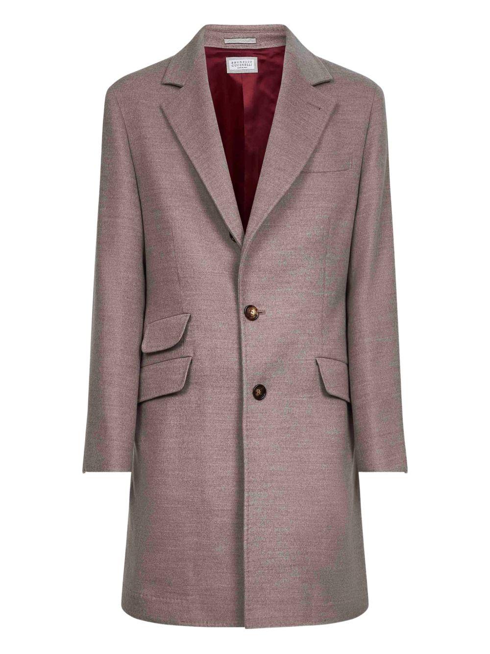 Cappotto monopetto tortora con revers a lancia 