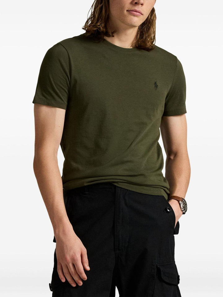 T-shirt verde oliva Lauren con ricamo 