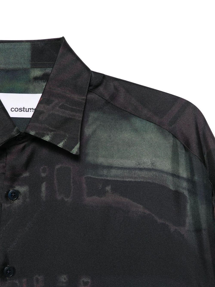 Camicia con stampa astratta nera 