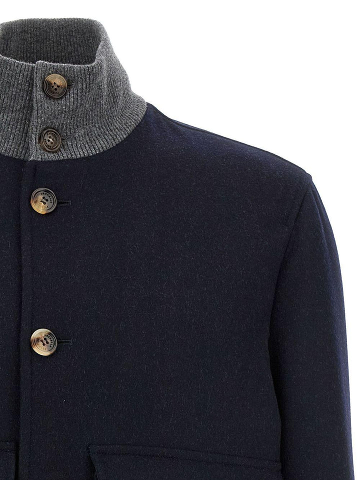 Bomber navy con bottoni e tasche con patta 