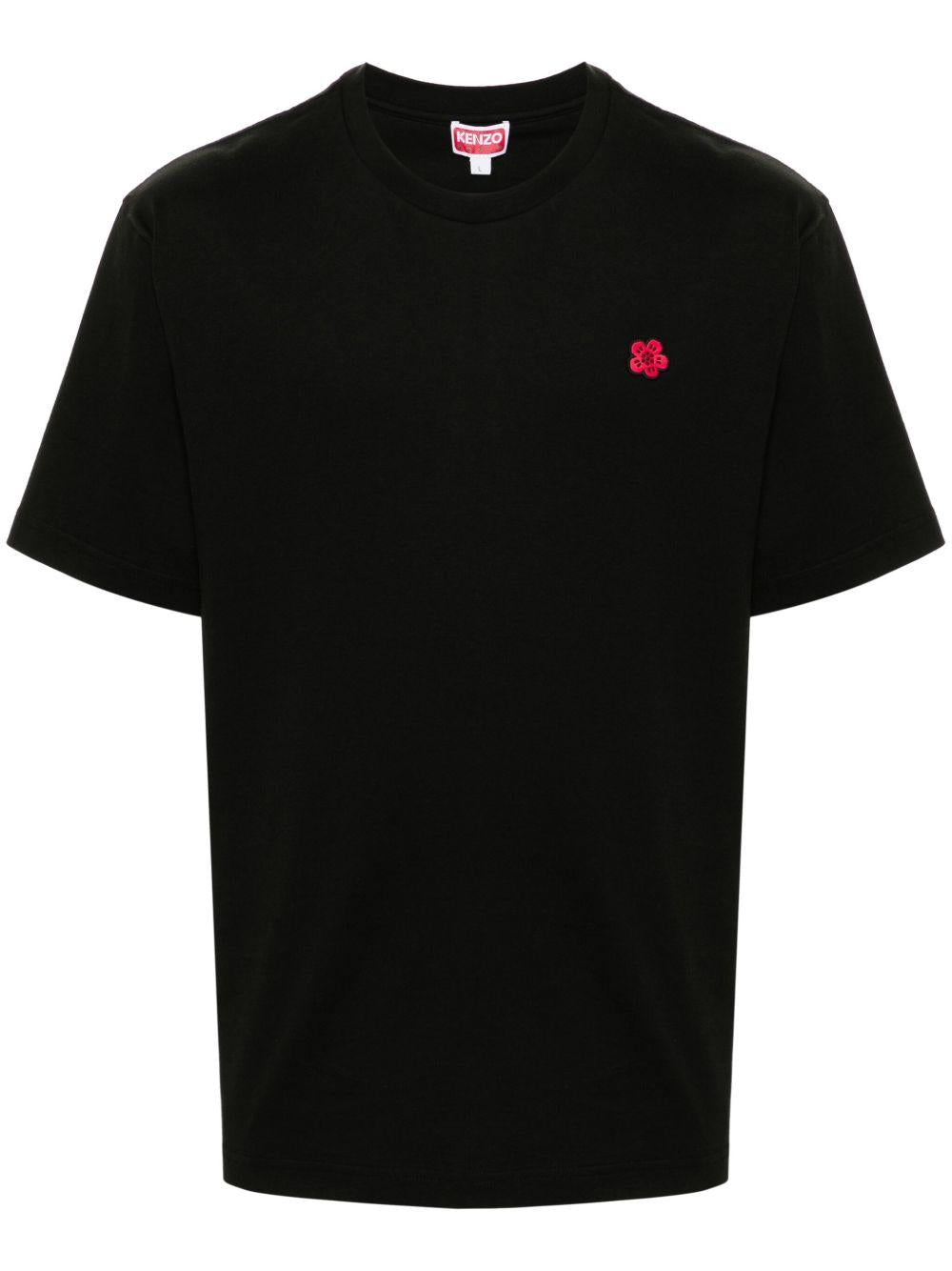 T-shirt nera con applicazione Boke Flower 