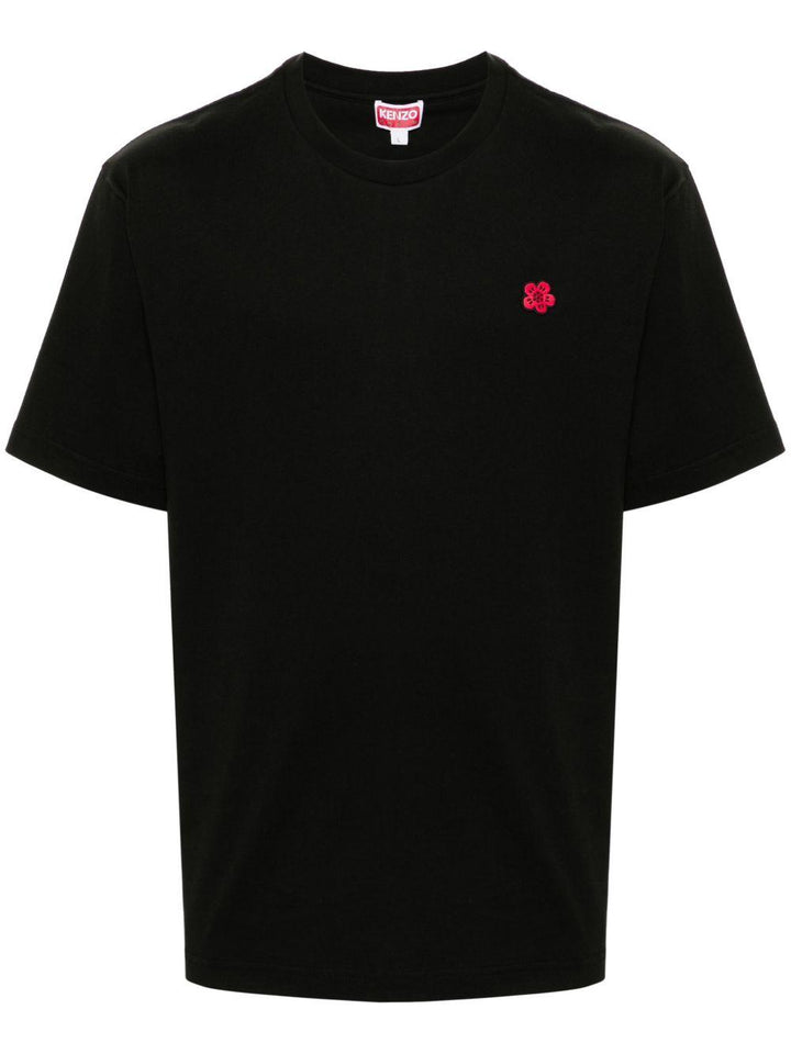 T-shirt nera con applicazione Boke Flower 