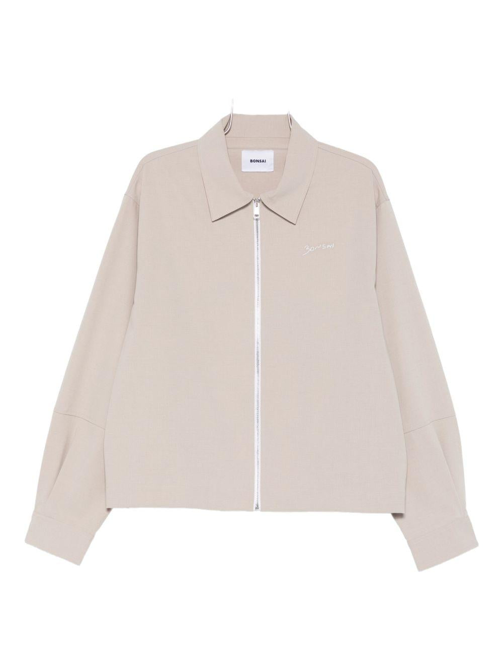 Camicia beige con zip 