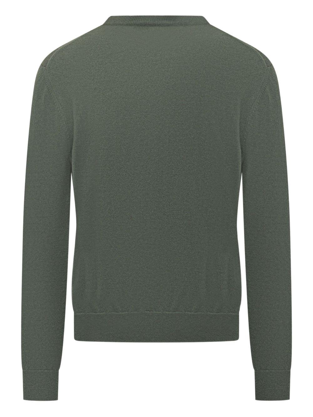 Maglione girocollo verde in cashmere 