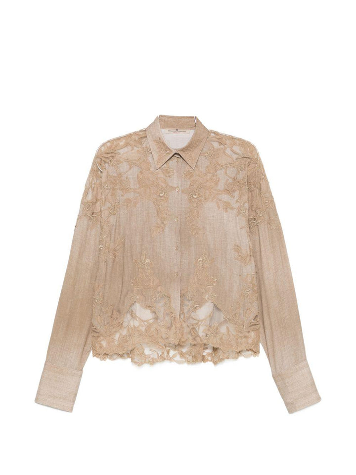 Camicia con ricamo floreale 