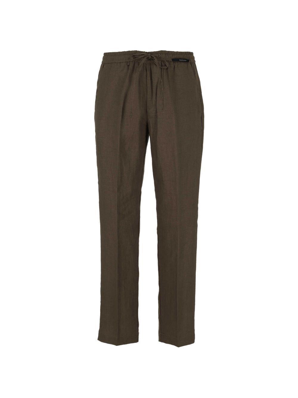 Pantaloni con coulisse in lino visone 