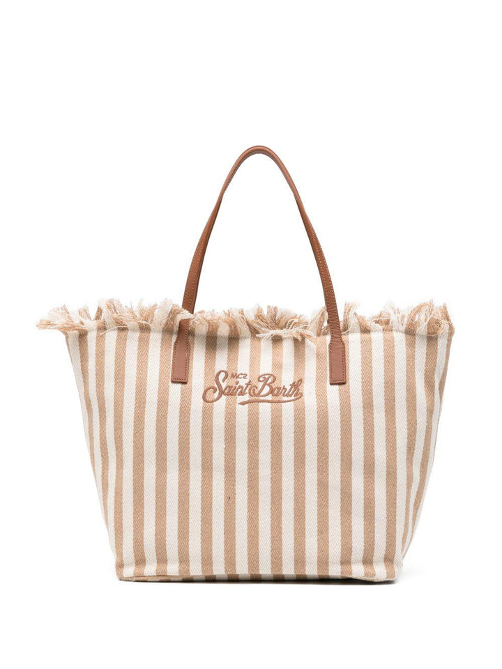 Borsa tote con frange a righe 