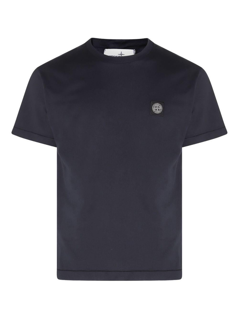 T-shirt navy con applicazione logo 