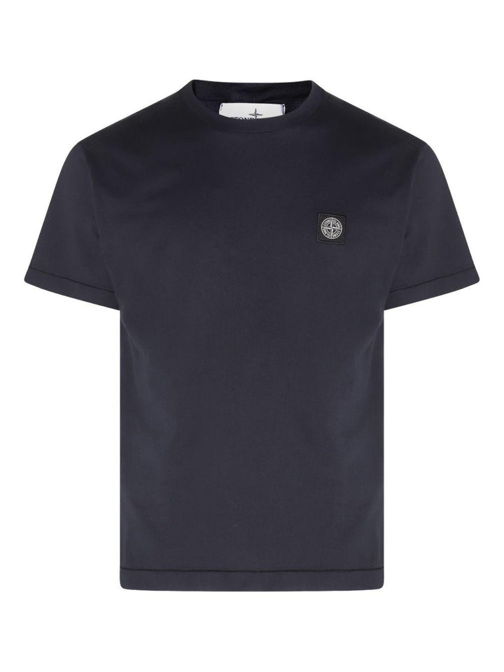 T-shirt navy con applicazione logo 