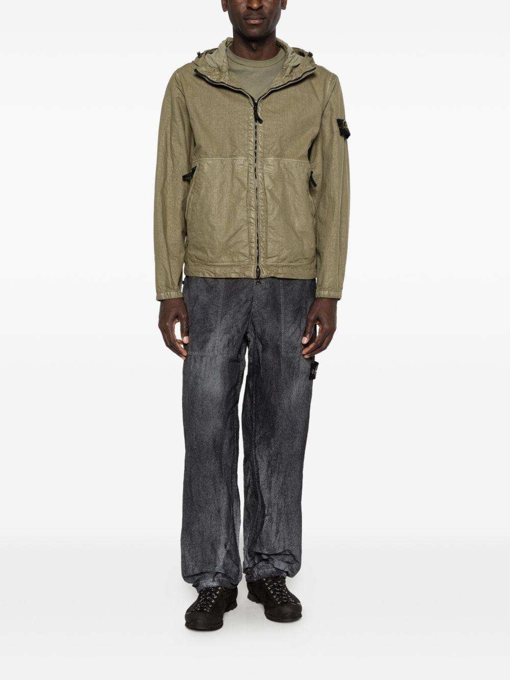 Giacca Organic-Look Nylon Panama con cappuccio verde militare 