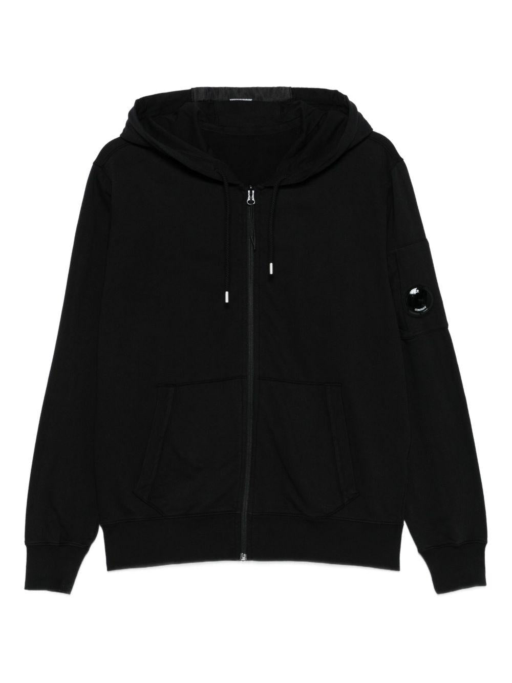 Felpa nera con cappuccio e zip 