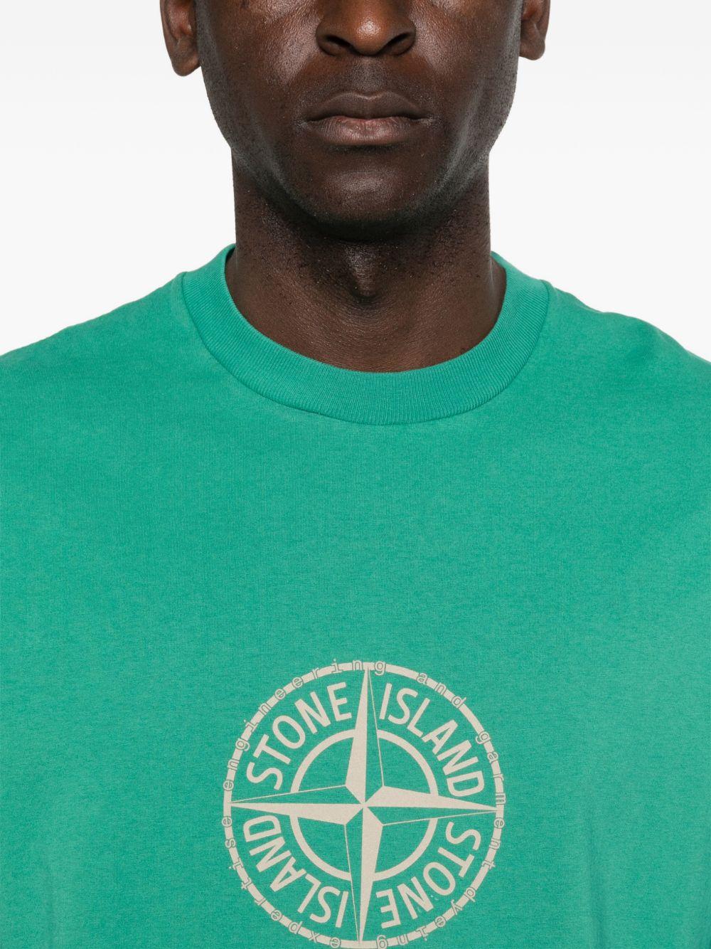 T-shirt malachite con stampa logo 