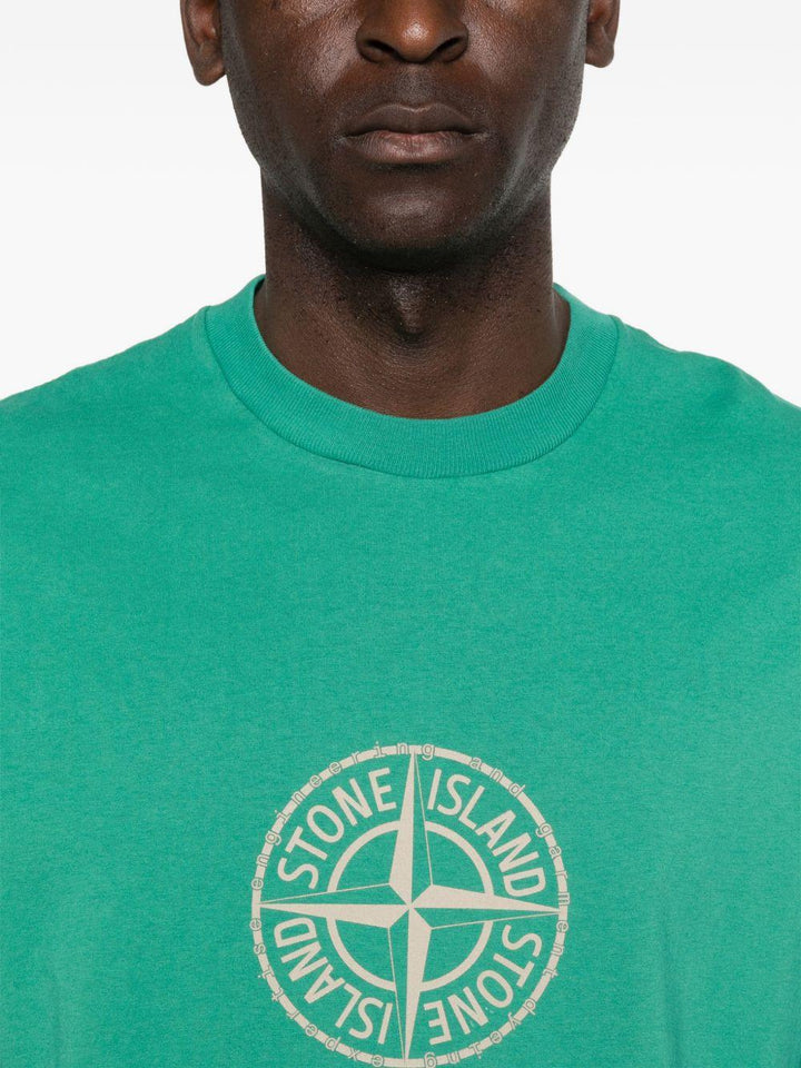 T-shirt malachite con stampa logo 
