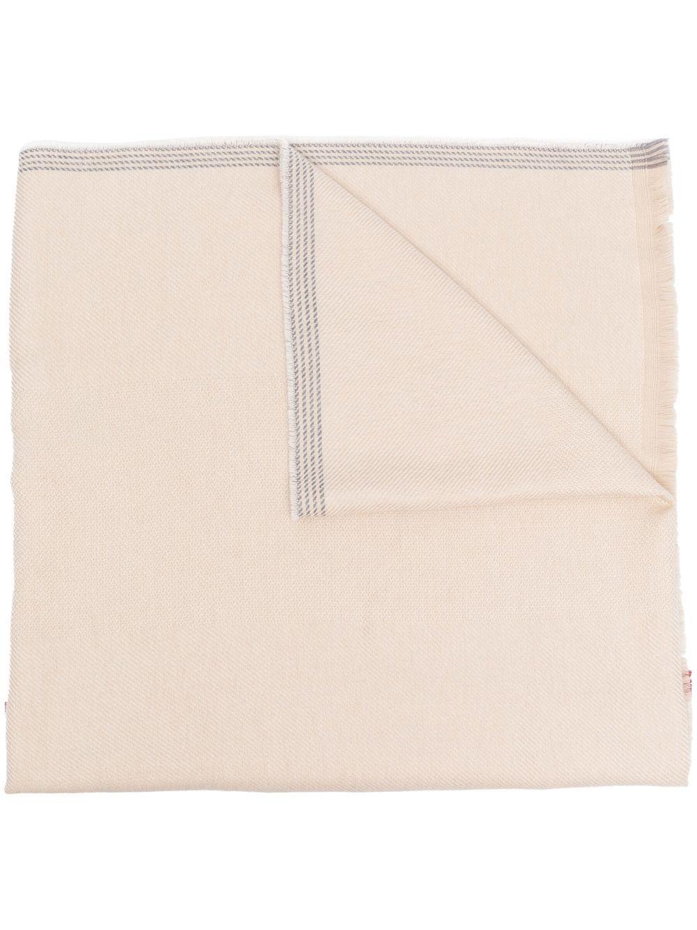 Sciarpa beige con bordo in contrasto 