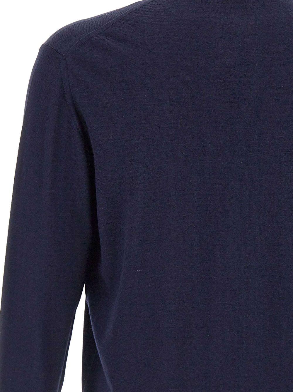 Cardigan blu navy con zip two-way e colletto rialzato 