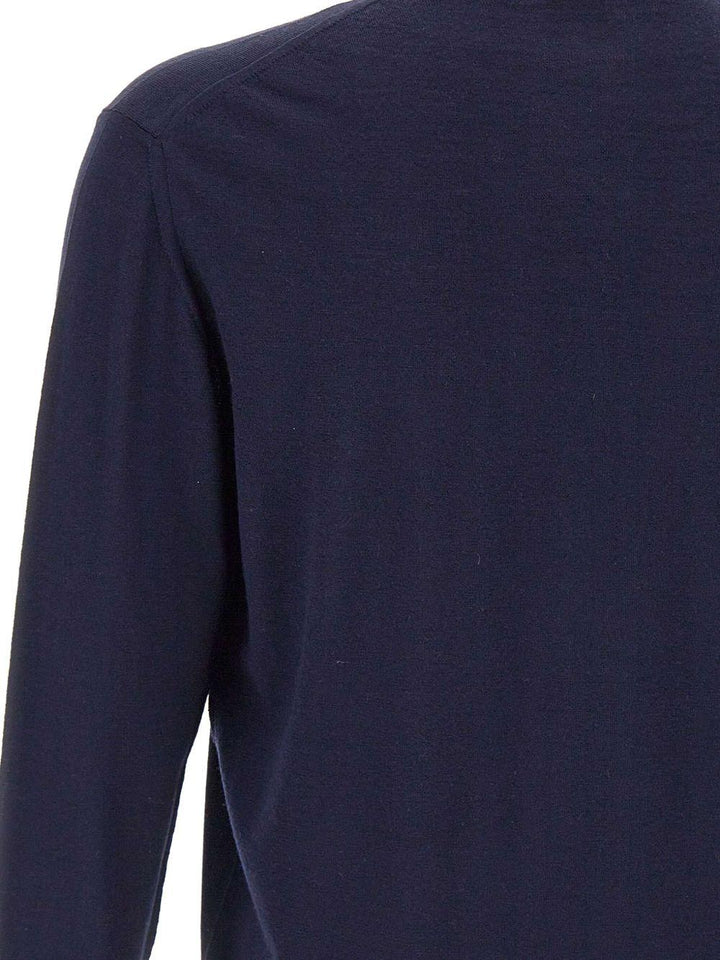 Cardigan blu navy con zip two-way e colletto rialzato 