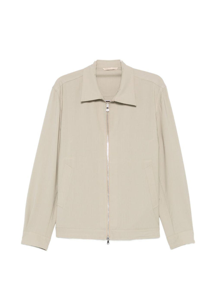 Giacca camicia beige con zip 