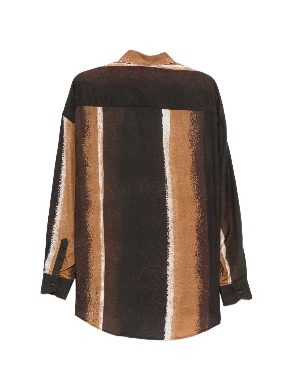 Camicia a righe marrone/nero in lyocell 
