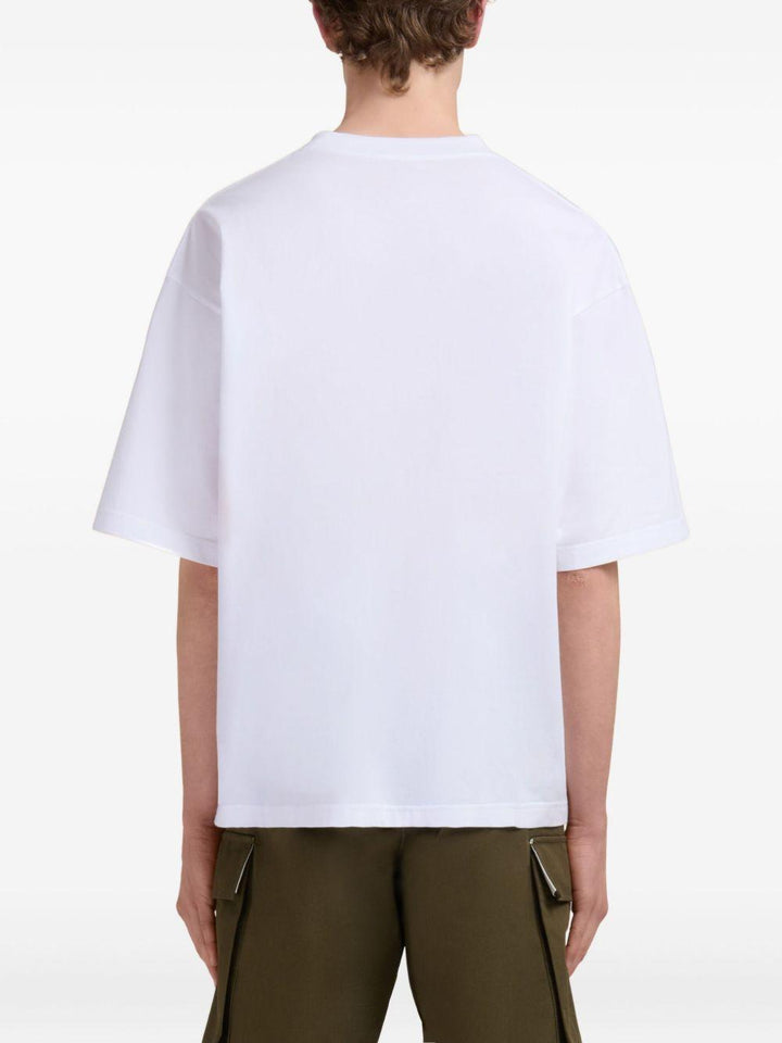 T-shirt bianca in cotone con stampa logo 