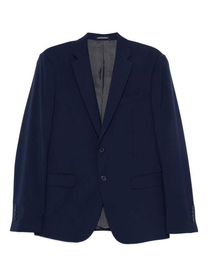 Completo monopetto in lana vergine blu 