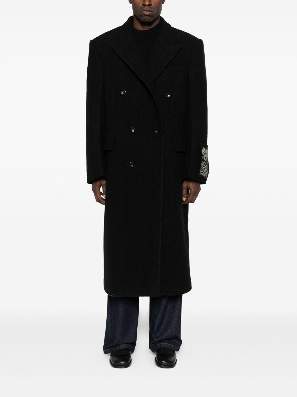 Cappotto nero doppiopetto in lana 