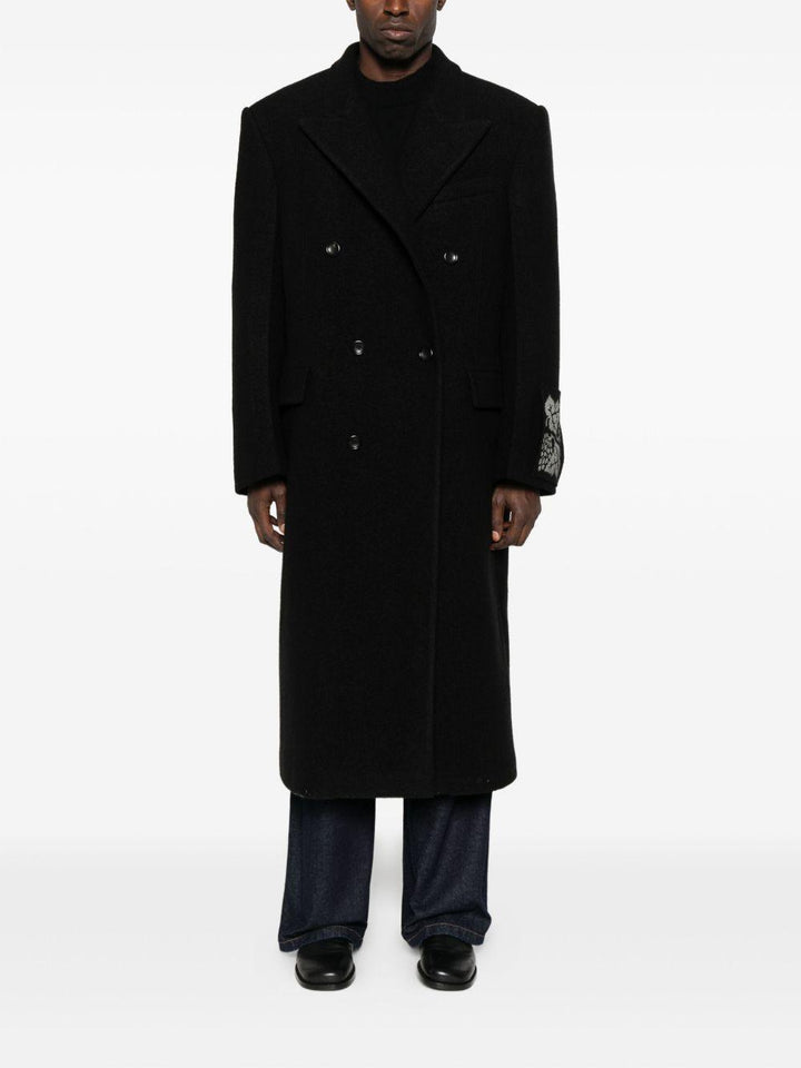 Cappotto nero doppiopetto in lana 