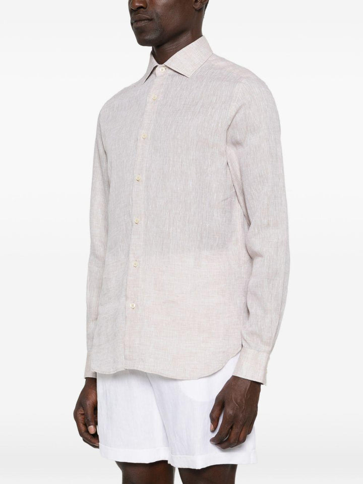 Camicia natural in lino con bottoni 